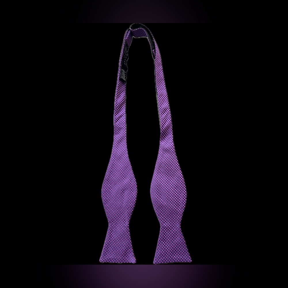 🟣🩷 Adjustable Self-Tie Bow Tie by Ted Baker | Purple with Pink Dots - Picture 12 of 17